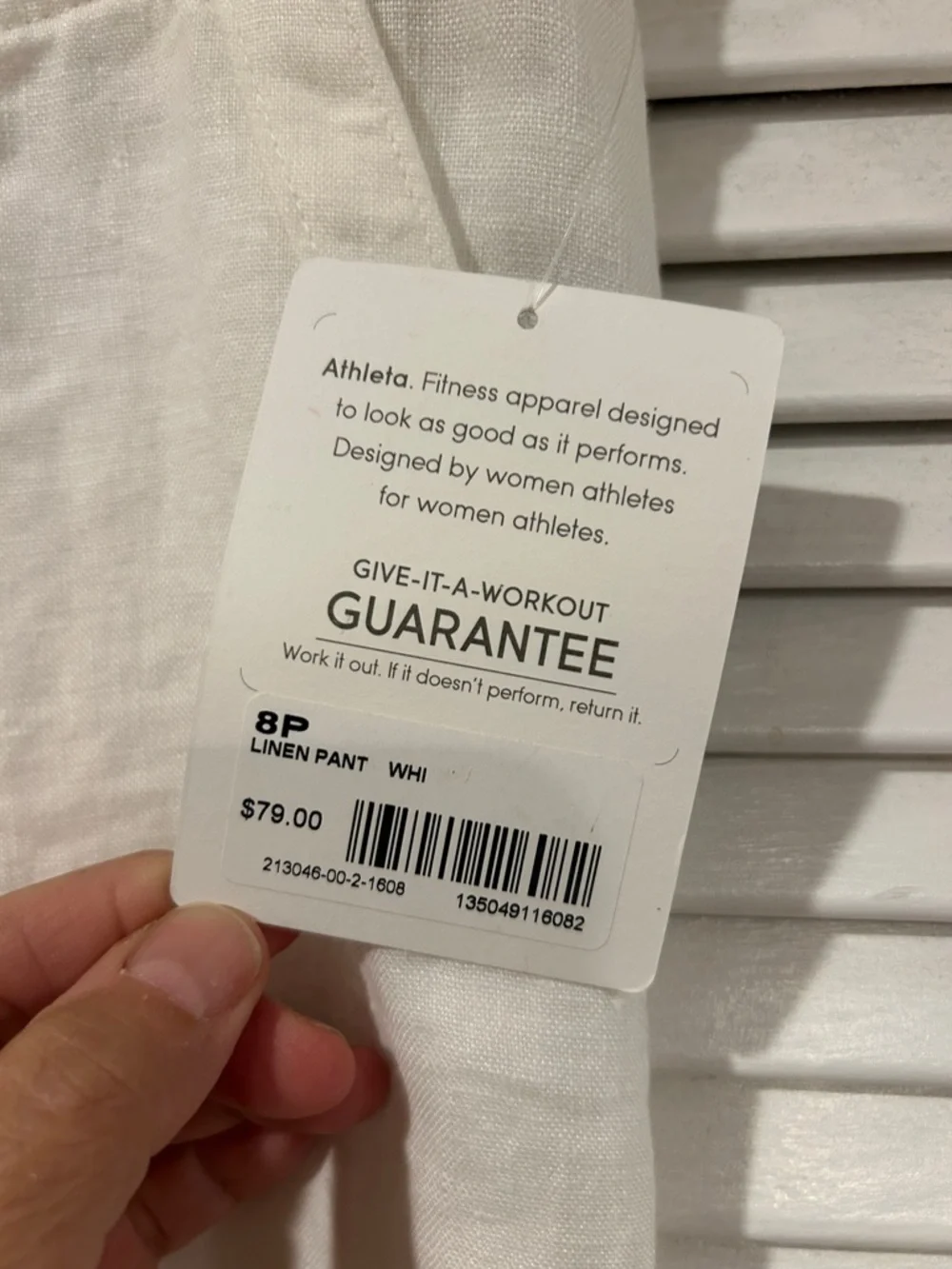 Athleta Linen Pull On Drawstring Pants White NWT